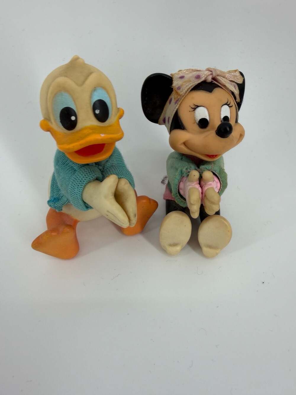 Vintage Disney Donald Duck & Minnie Mouse Rubber Vinyl Dolls
